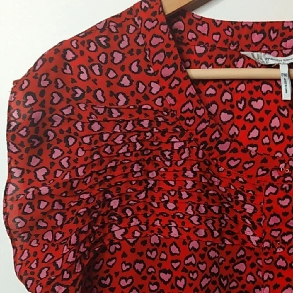 French Connection Heart Top Red Ruffle Sleeves, Size - PM - Picture 3 of 8